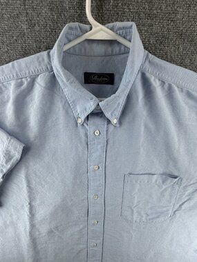 Stenstroms Oxford Button-Down Short Sleeve Cotton 47 OCBD Blue Solid Pocket Mens